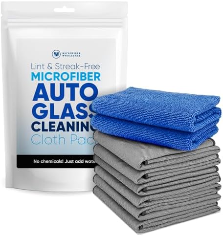 Claro Glass Towels Car Detailing 8-Pack – Streak Free Windshield Cleaner Cloth | Auto Glass Cleaner for Car Windows, Mirrors & Screens | Microfiber Car Cleaning Cloth for Detailing & Interior Use