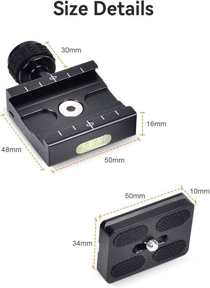 UTEBIT 50mm Arca Swiss Quick Release Plate, Aluminum QR Clamp Adapter Set