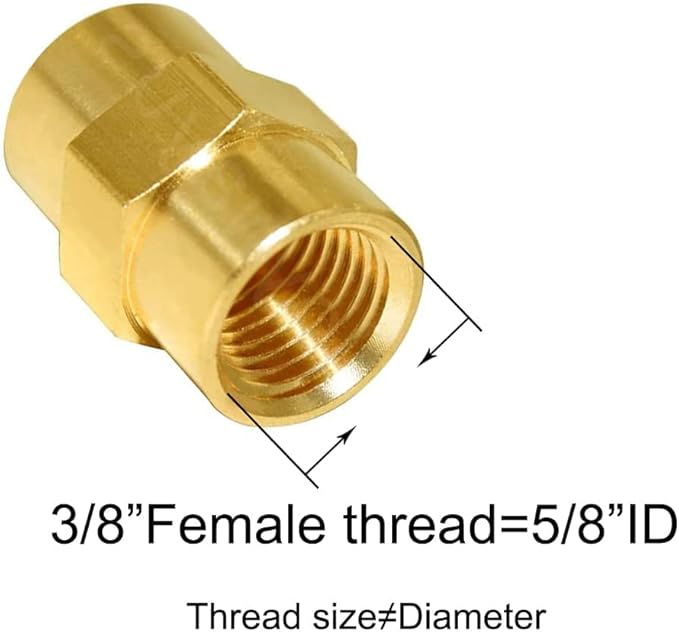 Joywayus Brass Pipe Fitting Hex Nipple Equal 5Pcs 3/8"NPT Male + 5Pcs 3/8"NPT Female Air Fuel Water (Pack of 10)