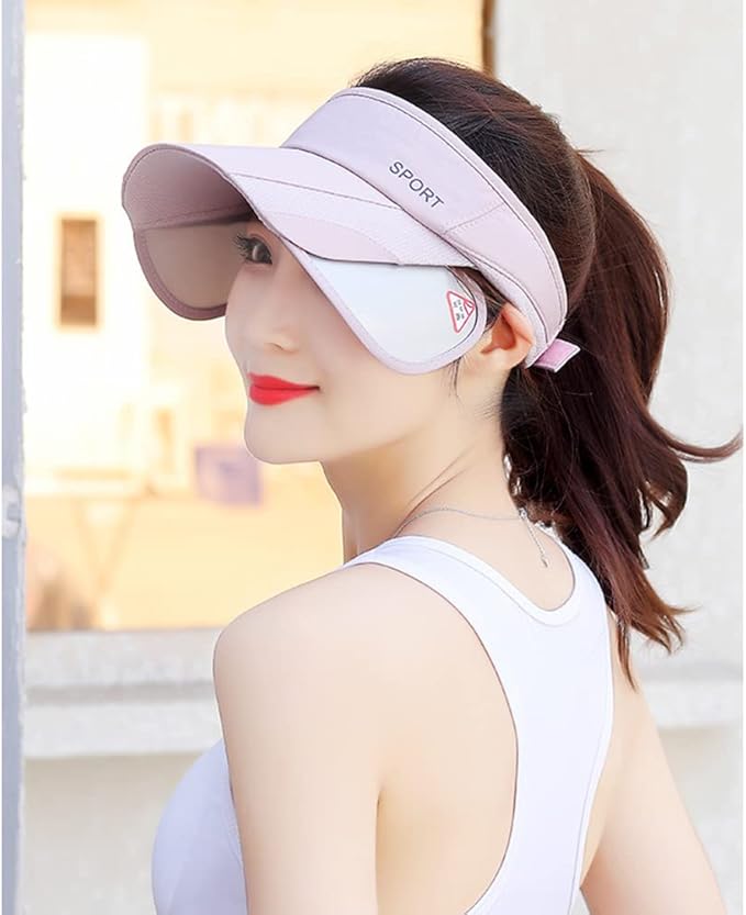 Sun Visor Hat for Women and Men - Retractable Brim Sport Hat, Summer Golf Tennis Running Beach Hat with Ponytail Hole