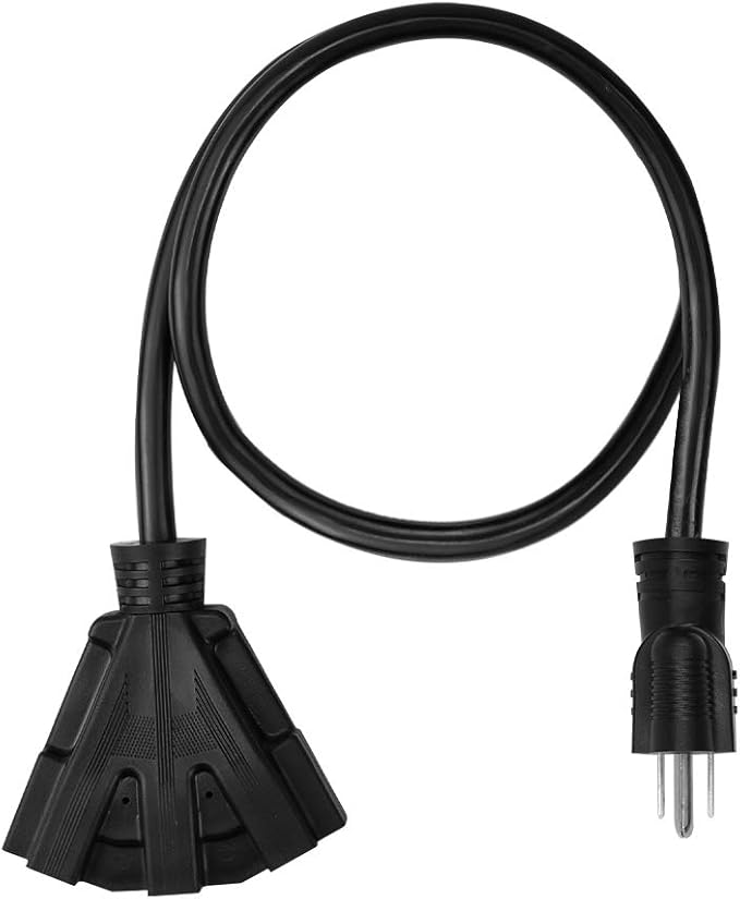 15FT 12/3 Outdoor Extension Cord, Heavy Duty 3-Outlet SJTW Indoor/Outdoor Three-Prong Power-Cord 12-Gauge Grounded 15-Amp 1875 Watts