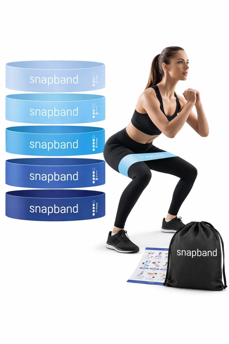 Resistance Bands Set for Physical Therapy & Strength Training – 5 Levels (Extra Light to Extra Heavy), Non-Slip Exercise Bands for Rehab, Glutes, Legs & Warmups – Includes Carry Bag