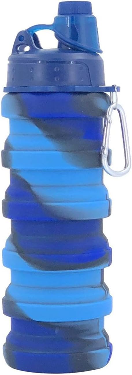 Skiennix Collapsible Water Bottle - Portable & Reusable 500ml Silicone for Travel & Camping