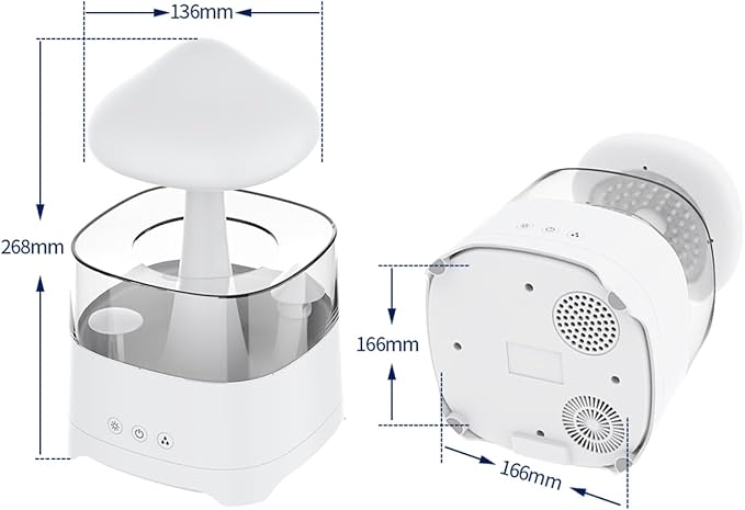 Rain Cloud Humidifier for Bedroom with Remote Control, Built-in Sound Speaker, Aromatherapy Water Drip Diffuser, LED Night Light & Raindrop Sounds for Sleep and Relaxation