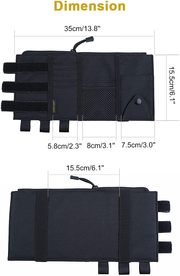 VIPERADE Tactical Car Visor Organizer, MOLLE Storage Pouch, Black