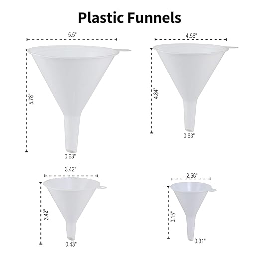 Plastic Funnel Set, Kitchen Funnels for Filling Bottles, Automotive Oil Funnels for Lubricants and Fluids, Leak-Proof Design Fits Cars, Motorcycles & Home Containers