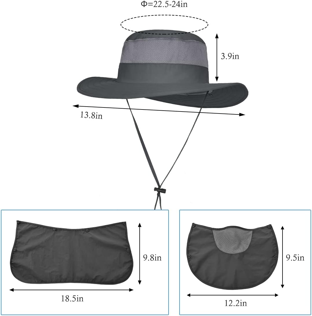 Skiennix Men's Outdoor Fishing Hat - UPF 50+ Sun Protection with Face Neck Flap | 3 Pack