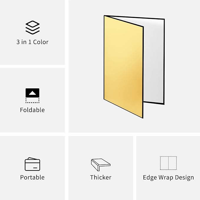 Meking 17" x 12"/43 x 30cm Light Reflector Photography Cardboard, 3-in-1 Studio