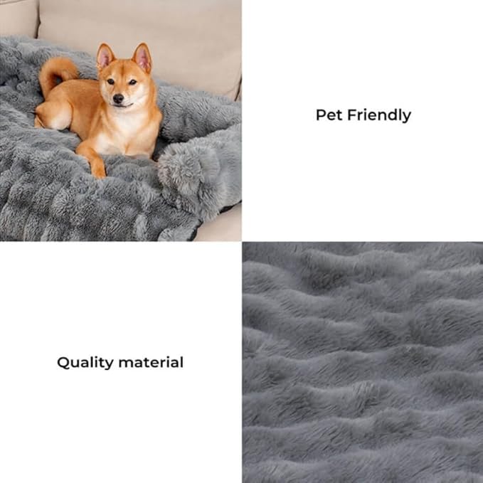 Dream Cloud Pet Sofa Bed for Dogs Cats, 2026 Washable Removable Calming Fluffy Plush Mat for Furniture Protector, Long Fur Non-Slip, for Small/Medium/Large Home Pets (Khaki, S：27.6 * 24in)