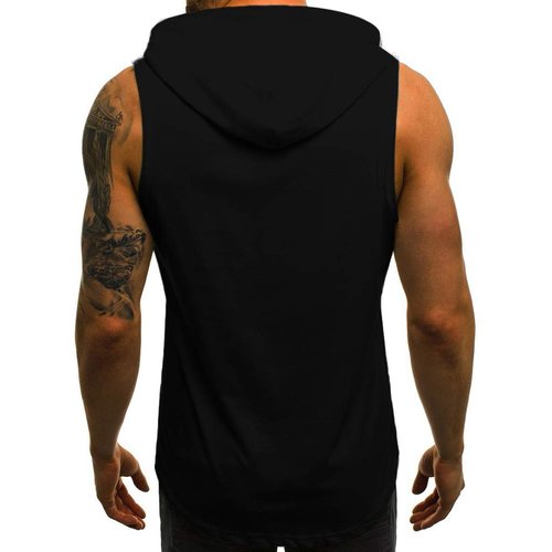 Babioboa Men's Workout Hooded Tank Tops Sleeveless Gym Hoodies Bodybuilding Muscle Shirts(Black Letter,X-Large)
