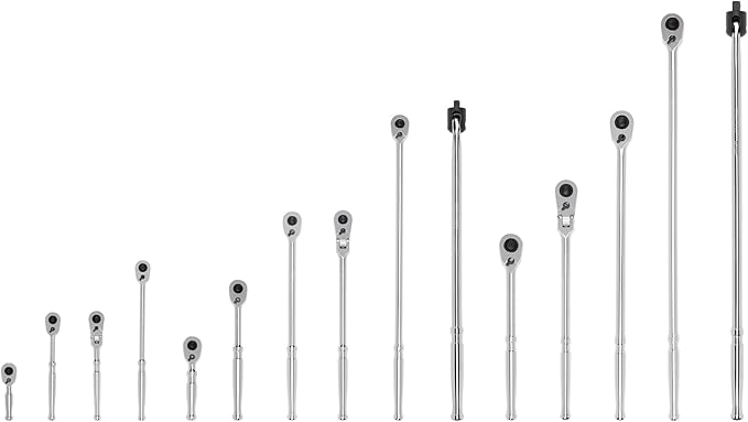 TEKTON 1/4, 3/8, 1/2 Inch Drive Quick-Release Ratchet and Breaker Bar Set (15-Piece) | SDR99902