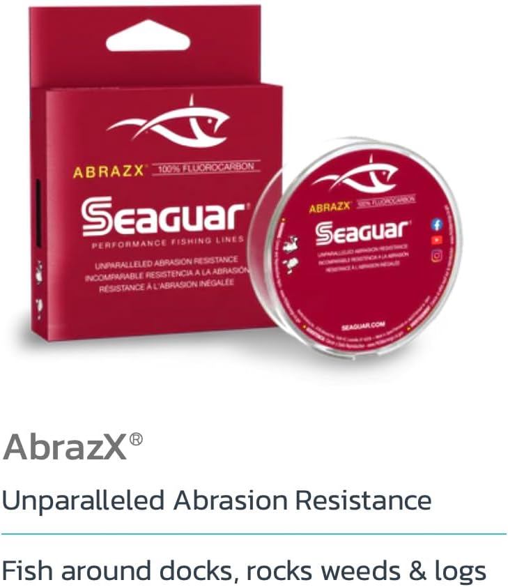 Seaguar AbrazX Fluorocarbon Fishing Line - Abrasion Resistant for Freshwater | Multiple Sizes Available