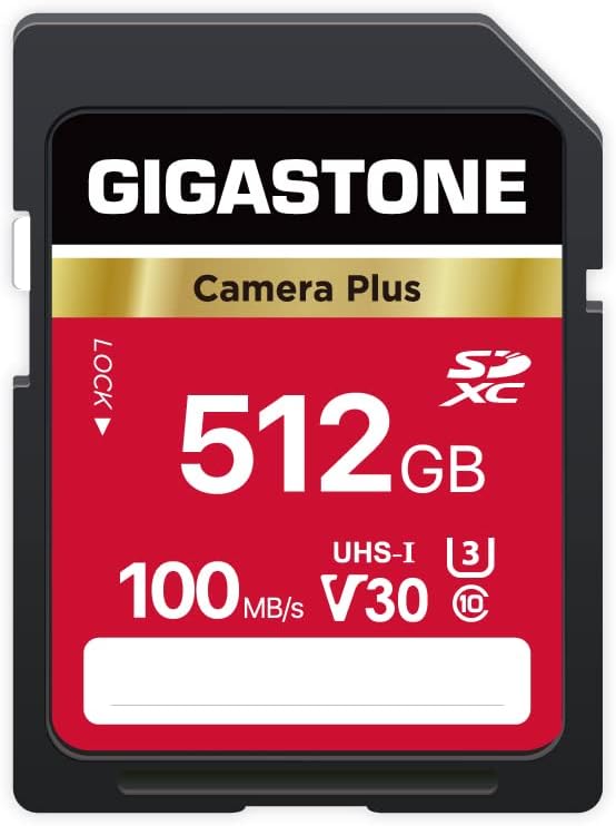 GIGASTONE 512GB SD Card, Camera Plus, UHS-I V30 U3 SDXC Memory Card High Speed