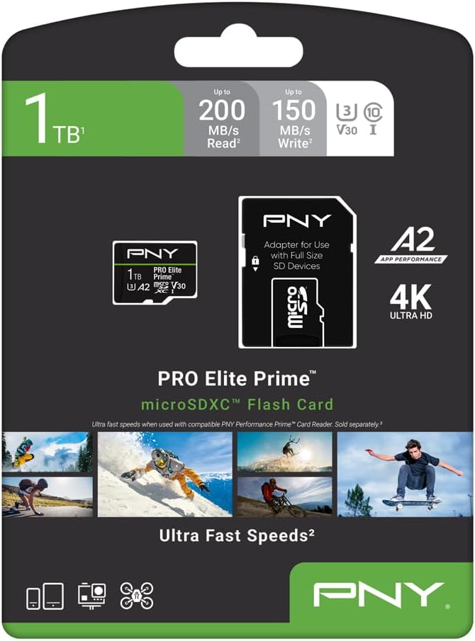 PNY 1TB PRO Elite Prime™ C10 U3 V30 A2 microSDXC Flash Memory Card – Ultra-Fast