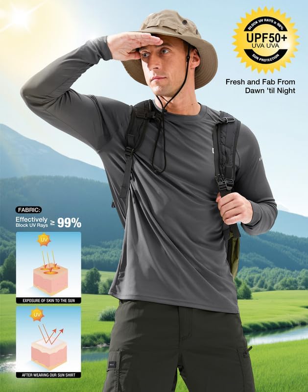 Skiennix Men's Sun Protection Long Sleeve Shirt - UPF 50+ for Ultimate UV Defense