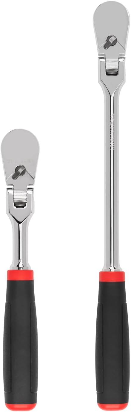 TEKTON 3/8 Inch Drive Flex Head Non-Quick-Release Comfort Grip Ratchet Set, 2-Piece (8, 12 in.) | SRH91202