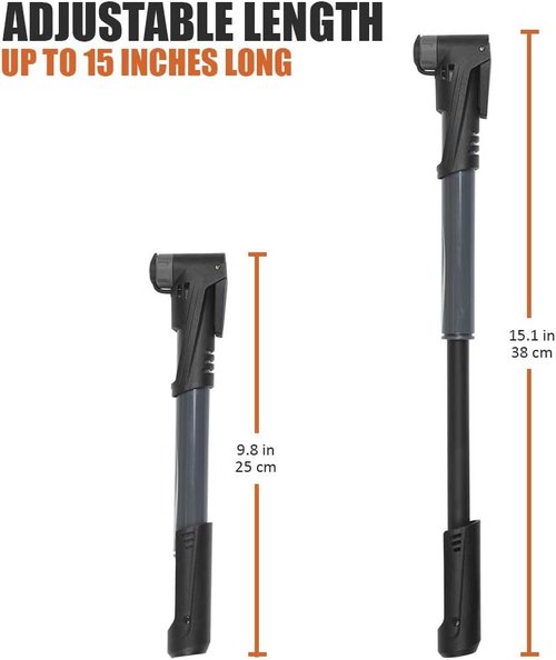 BV Mini Bike Pump - Portable Frame Shock Pump for Bikes & Balls | Fits Presta & Schrader Valves