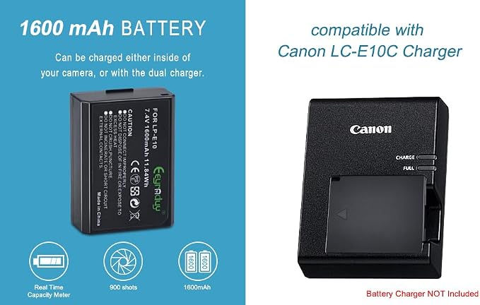 1-Pack of LP-E10 Battery for Canon EOS Rebel T6 T7 T5 T3, Kiss X50 X70