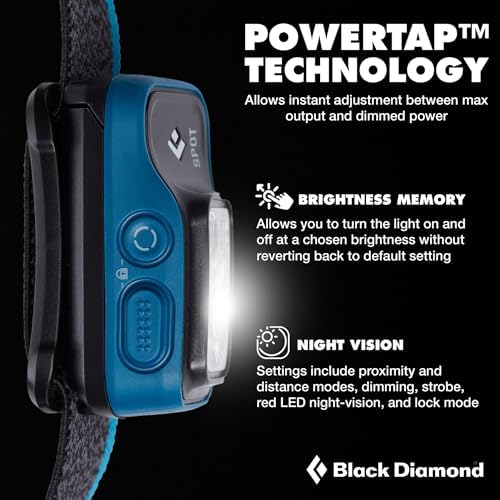 BLACK DIAMOND Spot 400 Headlamp, AAA Powered, Dimmable, Waterproof, BD Azul
