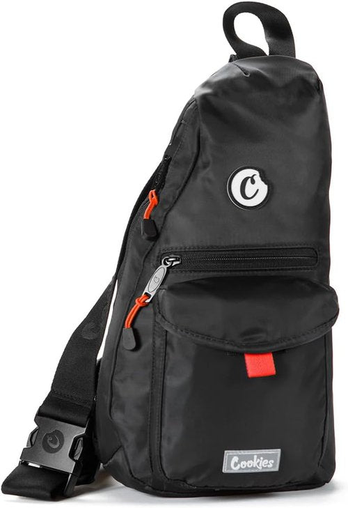 Cookies Traveler Smell Proof Sling Bag - Stylish Crossbody with Adjustable Strap & Multi Pocket Storage | Black