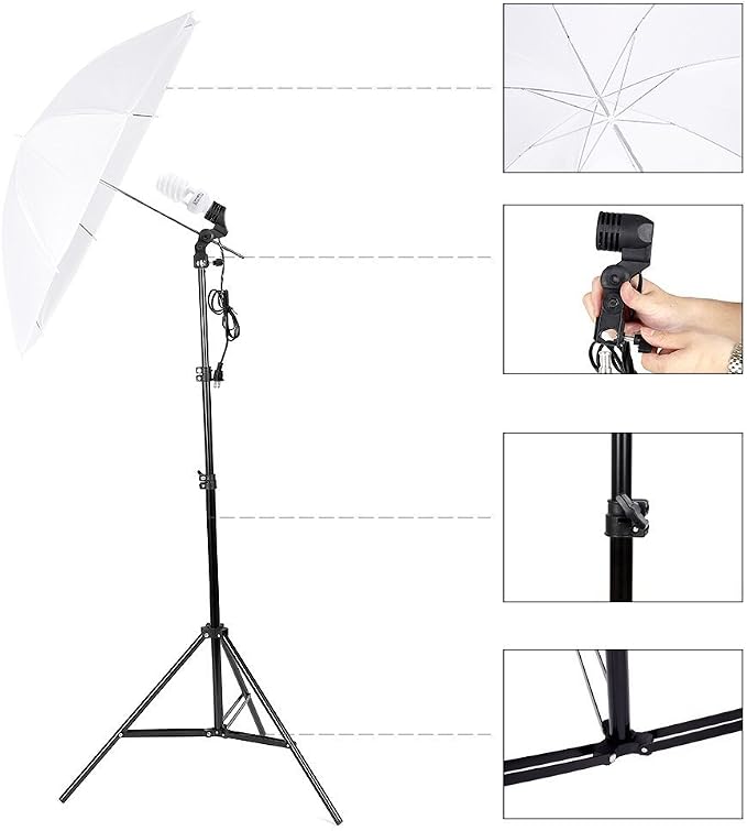 Photo Lighting Kit, 2M x 3M/6.6ft x 9.8ft Background Support System and 900W
