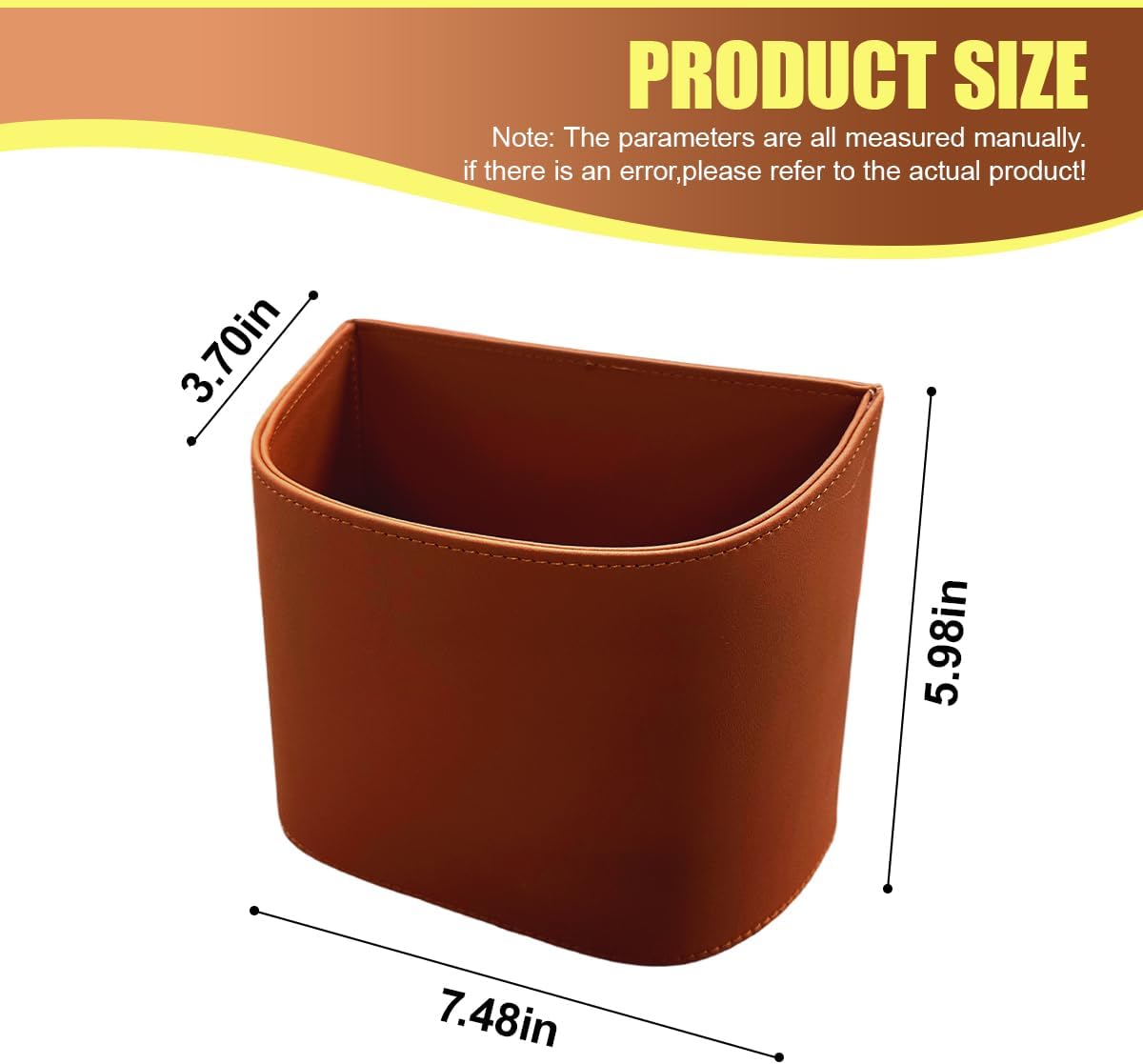 Leather Car Trash Can, Clip on Small Car Garbage Can, Waterproof Leakproof Back Seat Trash Bin, Multifunctional Vehicle Storage Organizer for Trucks, SUVs (Orange)