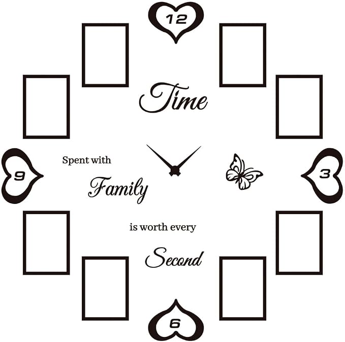 Datesno DIY Family Photo Frame Wall Clock Decal