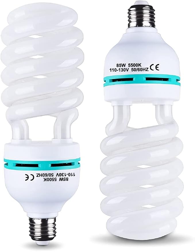 2Pcs 85W Light Bulb 5500K CFL Roas Daylight Spiral Softbox Lighting Kit Bulb in