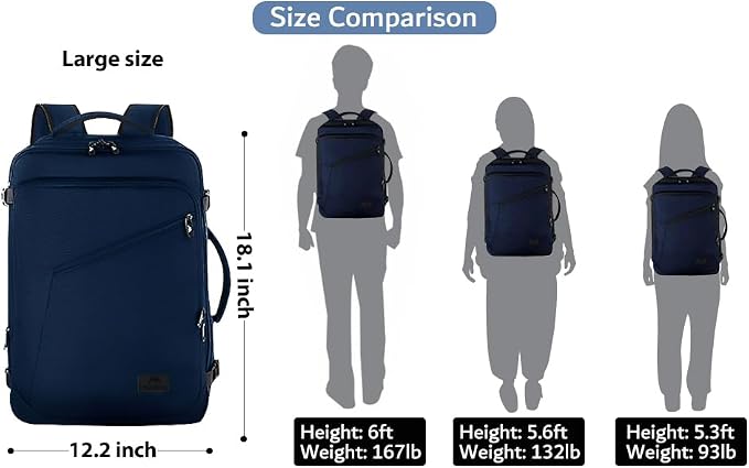MATEIN Backpack for Travel, 27L Water Resistant Carry on Backpack Fits Overhead