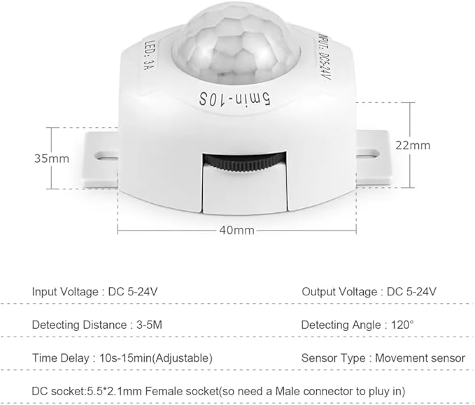 Adjustable Timer Automatic Movement Detector DC5-24V PIR Motion Sensor Light Switch Smart for Kitchen