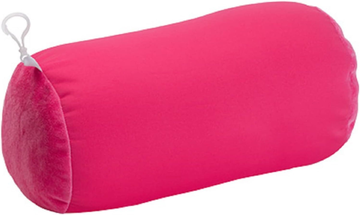 Wolf Essentials Microbead Bolster Tube Travel Pillow - Compact Neck Roll Pillow for Airplane, Car, or Home - Soft Lumbar Support Pillow - Pink