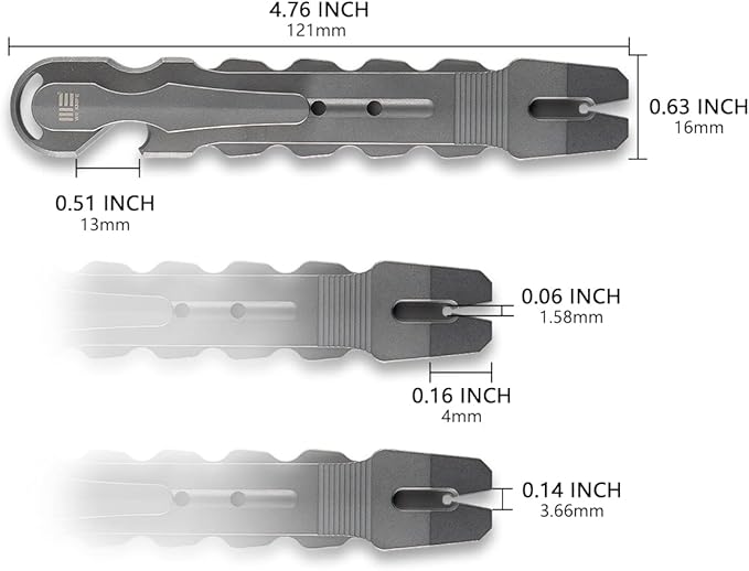 WeKnife Gesila Mini Pocket Flat Pry Bar Crowbar Multifunction EDC Titanium Tool Nail Puller Survival Opener No-Slip And Corrosion Resistant A-08B(Gray)-1 PACK