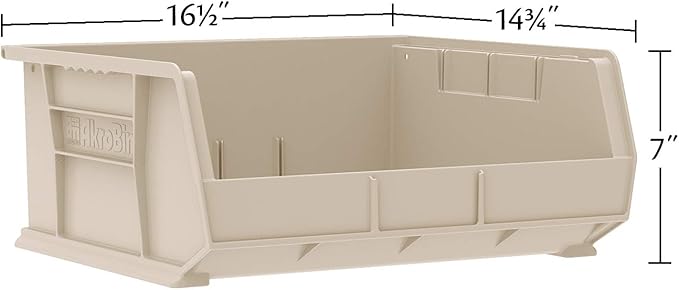 Akro-Mils 30250 AkroBins Plastic Storage Bins, Space-Saving Stackable Bins for Garage, Pantry, Craft Organization, 15" x 16" x 7", Yellow, 6-Pack