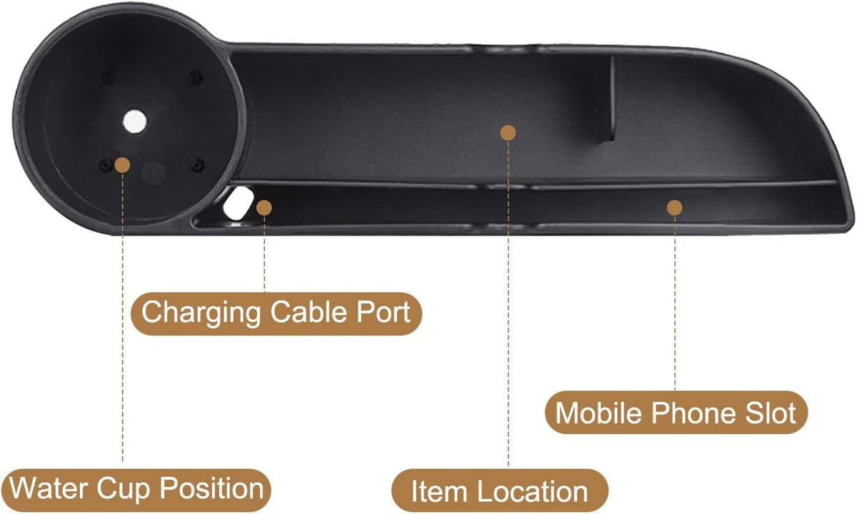 HARFINGTON Car Seat Gap Filler Organizer 10.6 x 7.1 x 2.8 Inch ABS+Leather Universal Car Organizer Storage Box Between Seat and Console(Left) with Cup Holder for Phone Keys, Black