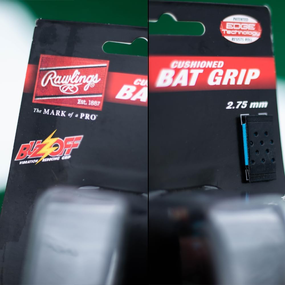 Rawlings | 2.75mm Bat Grip | Extra Cushion for Baseball & Softball | Black Color