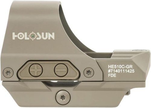 Holosun 510C Multi-Reticle Reflex Sight - 2 MOA Dot & 65 MOA Circle - Solar FailSafe & Shake-Awake, Red/Green