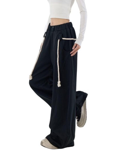 BeRamg Baggy Sweatpants for Women Men High Waist Wide Leg Sweatpants Oversize Barrel Pants Casual Trousers(Black2-XL)