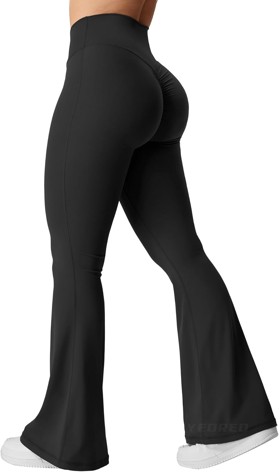 YEOREO Women's Yoga Leggings - Kalie Flare Scrunch V Cross Waist Design | Comfortable Fit