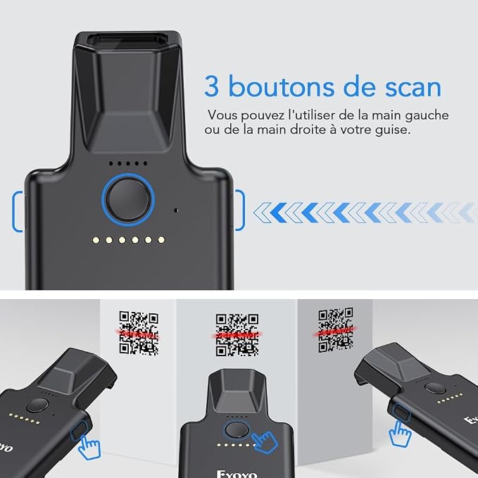 Eyoyo Bluetooth Back Clip Phone Barcode Scanner, 1D 2D QR Wireless Bar Code