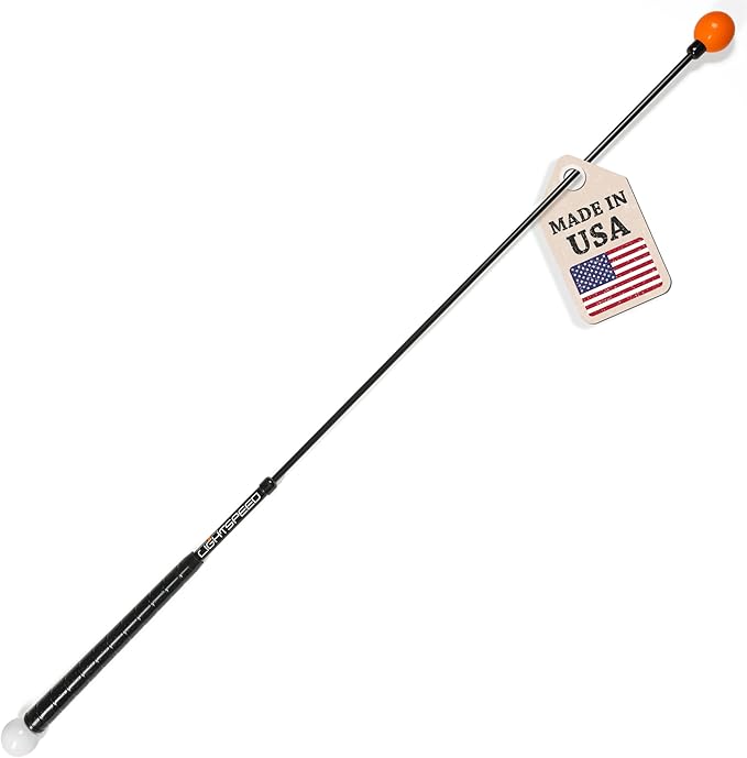 Orange Whip Lightspeed Golf Swing Trainer Aid Patented & Made in USA- Speed Stick Improves Speed, Distance and Accuracy (45")
