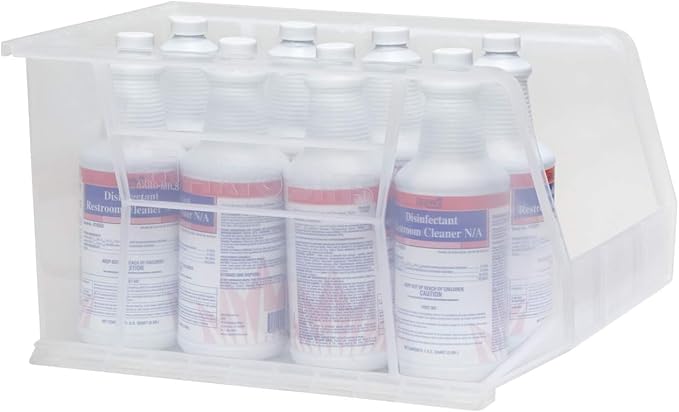 Akro-Mils 30260 AkroBins Plastic Storage Bins, Space-Saving Stackable Bins for Garage, Pantry, Craft Organization, 18" x 11" x 10", Clear, 6-Pack