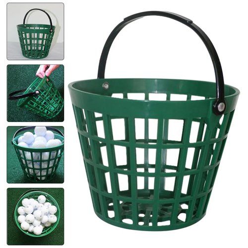 GANAZONO Portable Golf Ball Basket with Handle Outdoor Golfball Storage Container Stackable Pressure Resistant Ball Storage Basket for Golf Course Use 6.49X6.10X4.72In