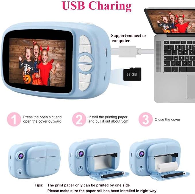 Kids Instant Camera, Mijiaowatch 12MP/1080P Kids Digital Print Camera