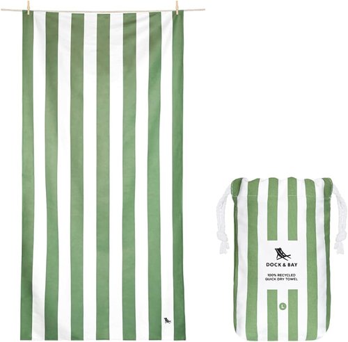 Dock & Bay Beach Towel - Quick Dry & Sand Free | Compact & Lightweight - 100% Recycled - Large Cayman Khaki