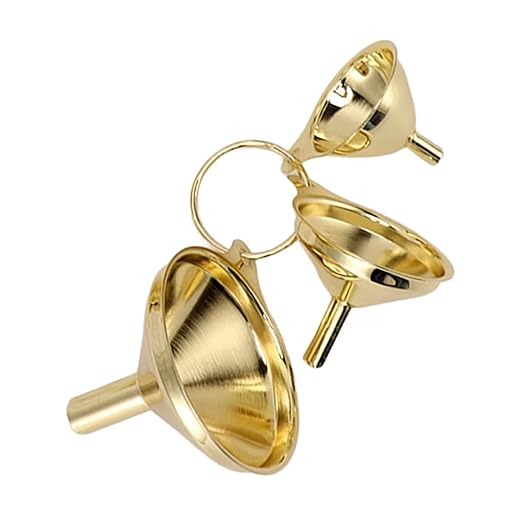 Majatou 3 Pieces Gold Stainless Steel Funnel, Kitchen Funnel Set for transferring Essential Oils, Liquids, Liquids, Dry Powders, and Kitchen Gold funnels