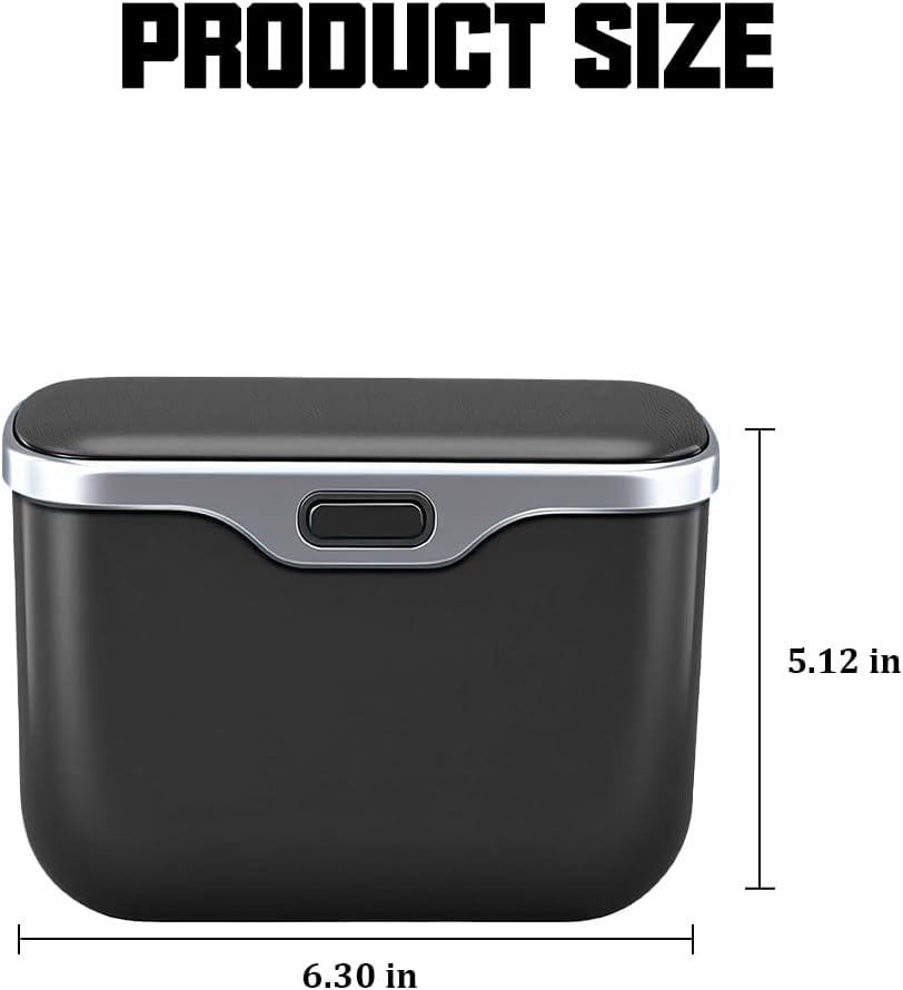 Osilly Car Trash Can, Leak-Proof Multipurpose Vehicle Door Garbage Can with Lid, Portable Automotive Interior Trash Bin Storage Organizer, Universal Fit (Black)