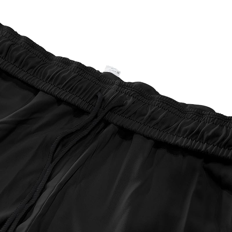 Quskc Men's Baggy Sweatpants Straight Leg Open Bottom Joggers Casual Lightweight Athletic Pants with Pockets Black