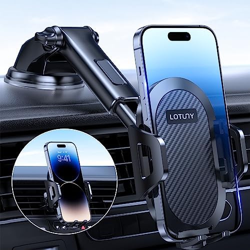 Universal Phone Mount for Car, Reliable Suction Hands-Free Car Phone Holder Mount, Automobile Cell Phone Holder Car for Dashboard Windshield Vent Fit for All Smartphones