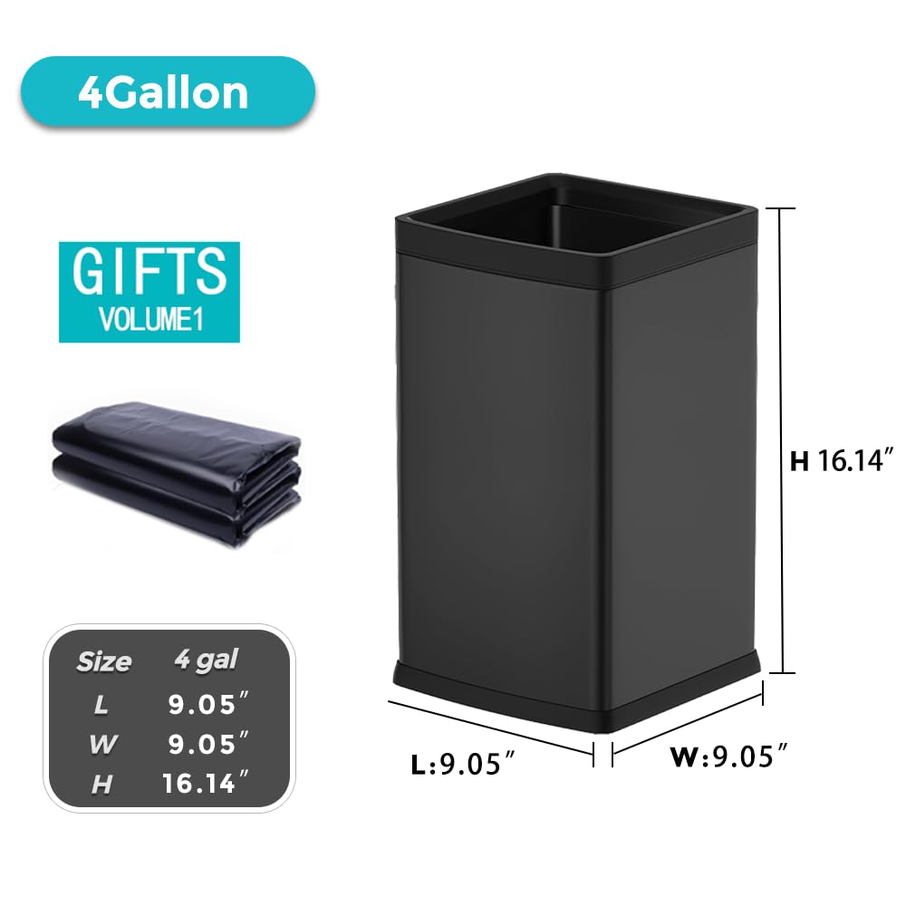 4 Gallon Black Bathroom Trash can
