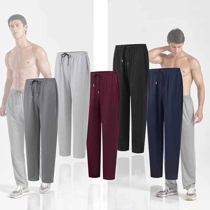ZH Men's Sweatpants - Lightweight Quick-Dry Joggers with Pockets for Workout & Lounge | 3 Pack